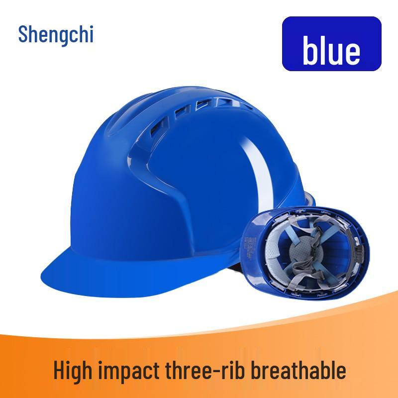 Shengchi Men's Anti-Smash Breathable Safety Helmet, Transparent Three-Ribbed, ABS Thickened for Construction Workers