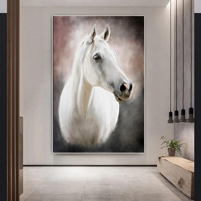 Black and White Horse Portrait Poster Print Canvas Painting Horses Running Animal Wall Art Picture for Farmhouse Room Home Decor