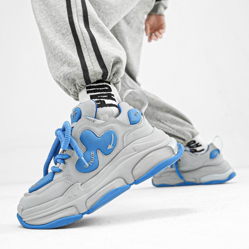 Robustní pánské tenisky značkové běžecké boty módní ležérní mikrovláknová kůže prodyšné zvýšení výšky plochá platforma sportovní obuv