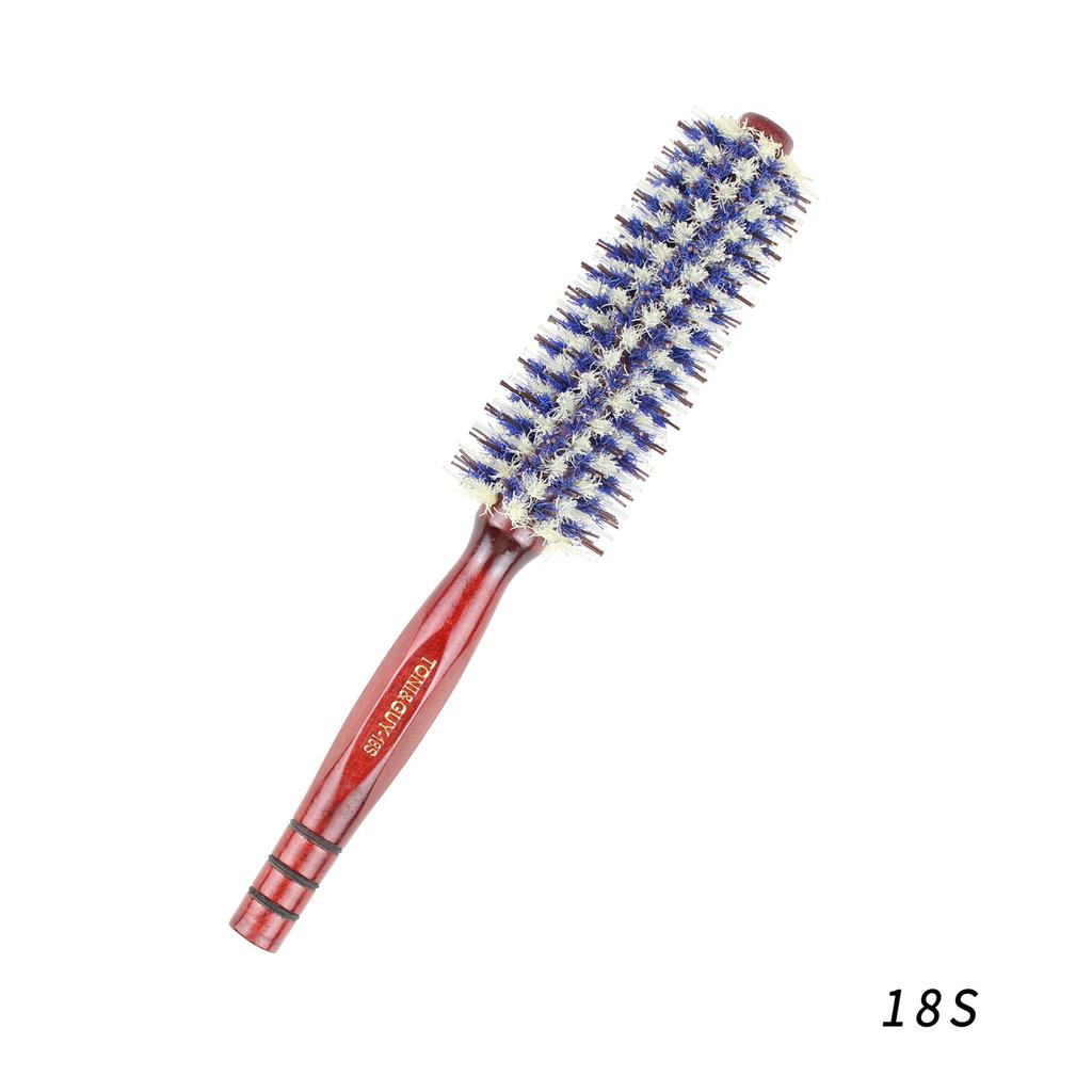 Electric Boar Bristle Hair Brush Nylon Pin Detangling Wooden Handle Straightening Curling Volumizing Blow Drying