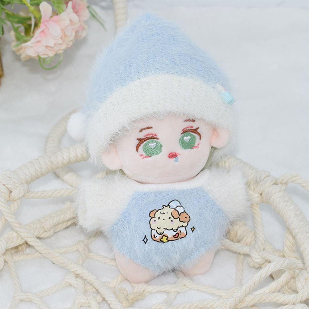 10cm Miniature Cap Pajamas Blue White Replacement Outfit Toy Doll Clothes  Cotton Stuffed Doll