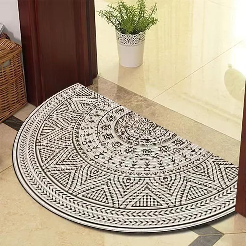 Bohemian Mandala Rug, Semi-Circular Entrance Doormat, Hallway And Bedroom Entryway Mat, Soft Non-Slip Home Decor