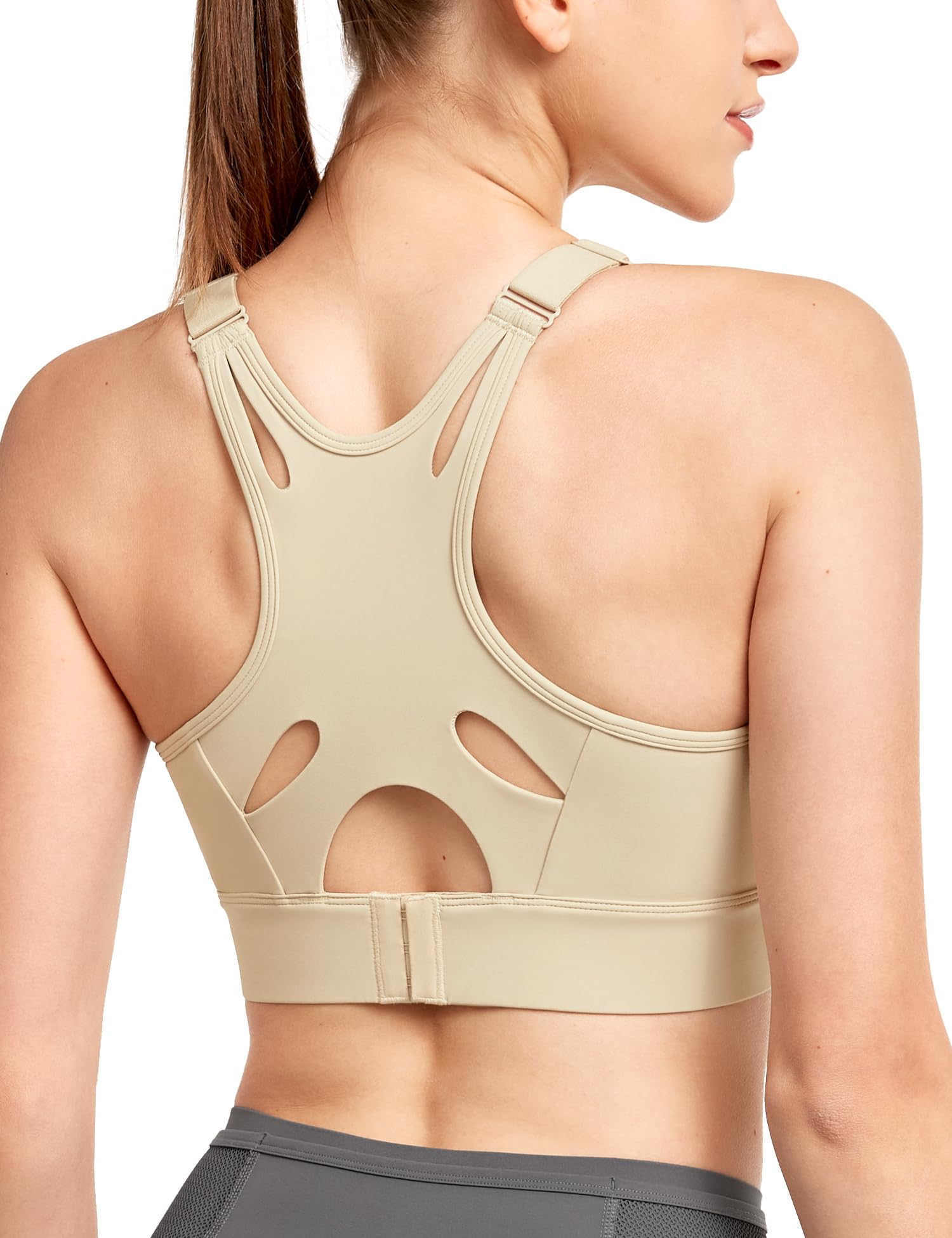 

Yvette Sports Adjustable Shoulder High Hook and Loop Active Running Size 3XL Beige Women s Bra, Straps, Sides, Closure, X-Back, One-Piece Cup,