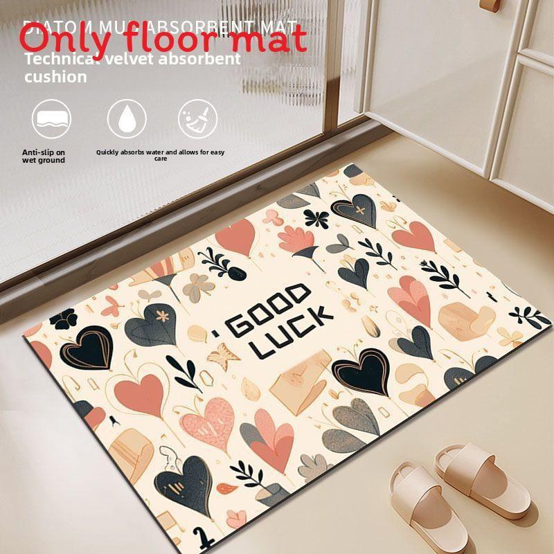 

Цветной буквенный узор в форме сердца Плюшевый коврик-подушка Ковер для кухни туалета Style F