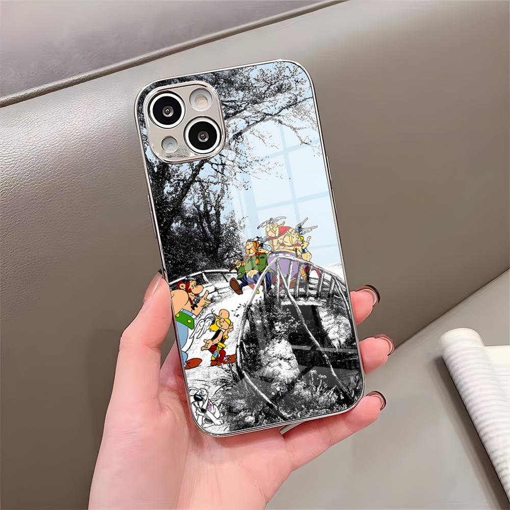 Pouzdro na telefon Asterix a Obelix Pro iPhone 17 Pro Max 15 Pro 16 14 Plus 12 13 Mini 11 Pro Nárazuvzdorný Pokovený Skleněný Kryt