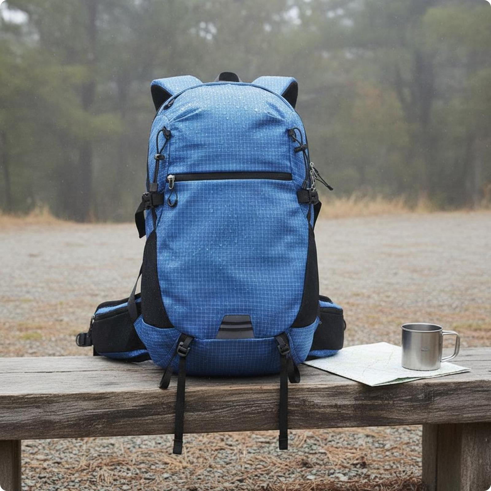 Structured Hiking Backpack Padded Shoulder Straps Waist Belt Daypack Lake Blue озеро синий