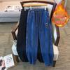 Plus Size Women's High Waist Denim Long Pants - Slimming, Casual, Loose, Cuffed Dad Jeans (200/300 Jin)