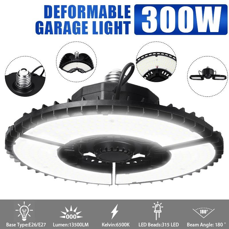 300W/200W 13500LM 315LED Pliable UFO LED High Bay Lights Lumière LED de Garage Éclairage Industriel Entrepôt Lampes LED High Bay