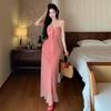 French Polka Dot Backless Suspender Dress Women's Summer Waist Shows Figure Hip Skirt Pure Desire Vacation Style Long Dress