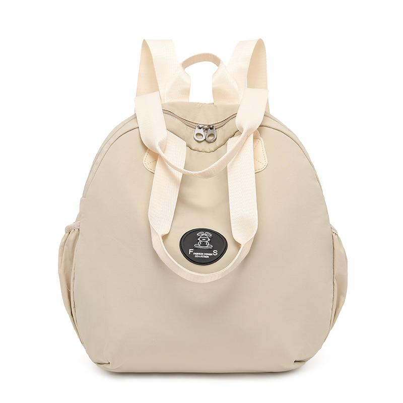 Women's Backpack Round Bag Large Capacity Travel Bag Solid Color Student Schoolbag