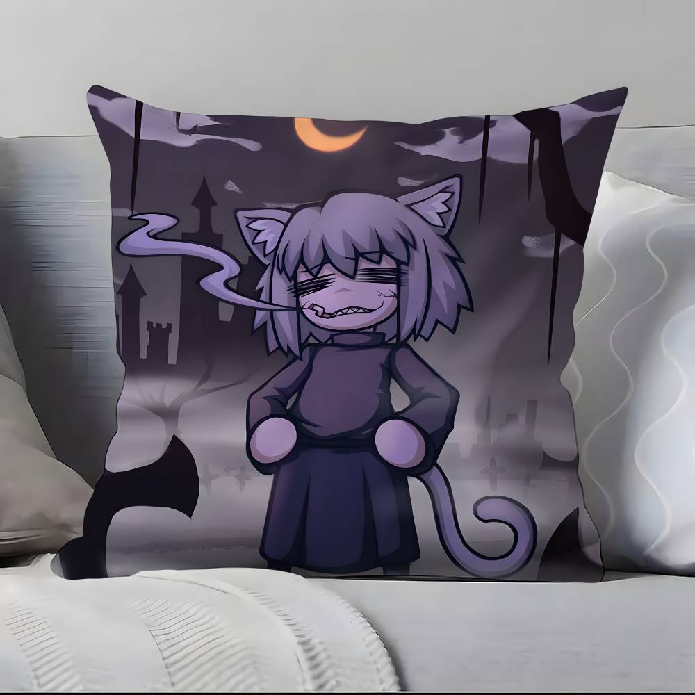 Neco Arc F-F-Lustig M-Meme K-Kawaii Kissenbezug Kissenbezug Weich Hautfreundlich & Bequem Mit einem Verdeckten Reißverschluss