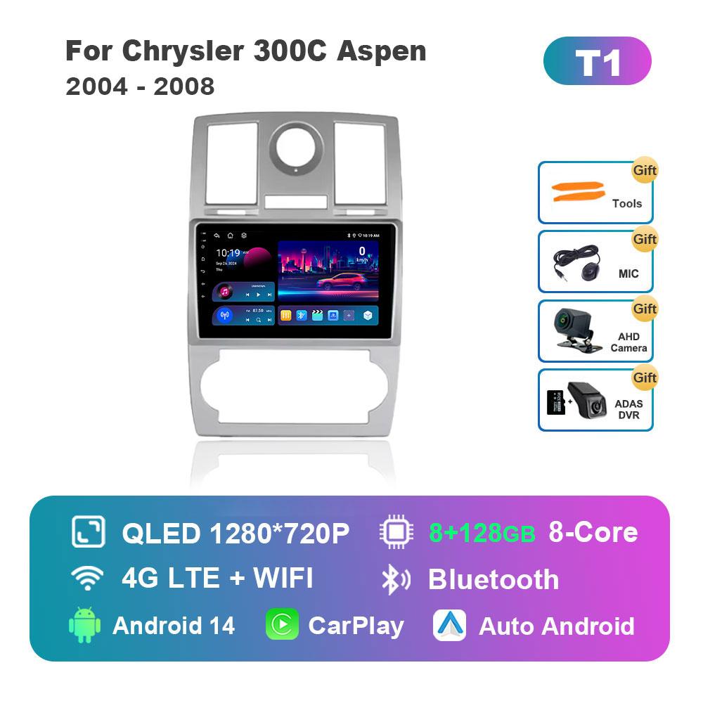 Navigation GPS 4G for Chrysler 300C Aspen 2004 - 2008 BT Touch Screen WiFi Android 14 System Car Video Multimedia Player