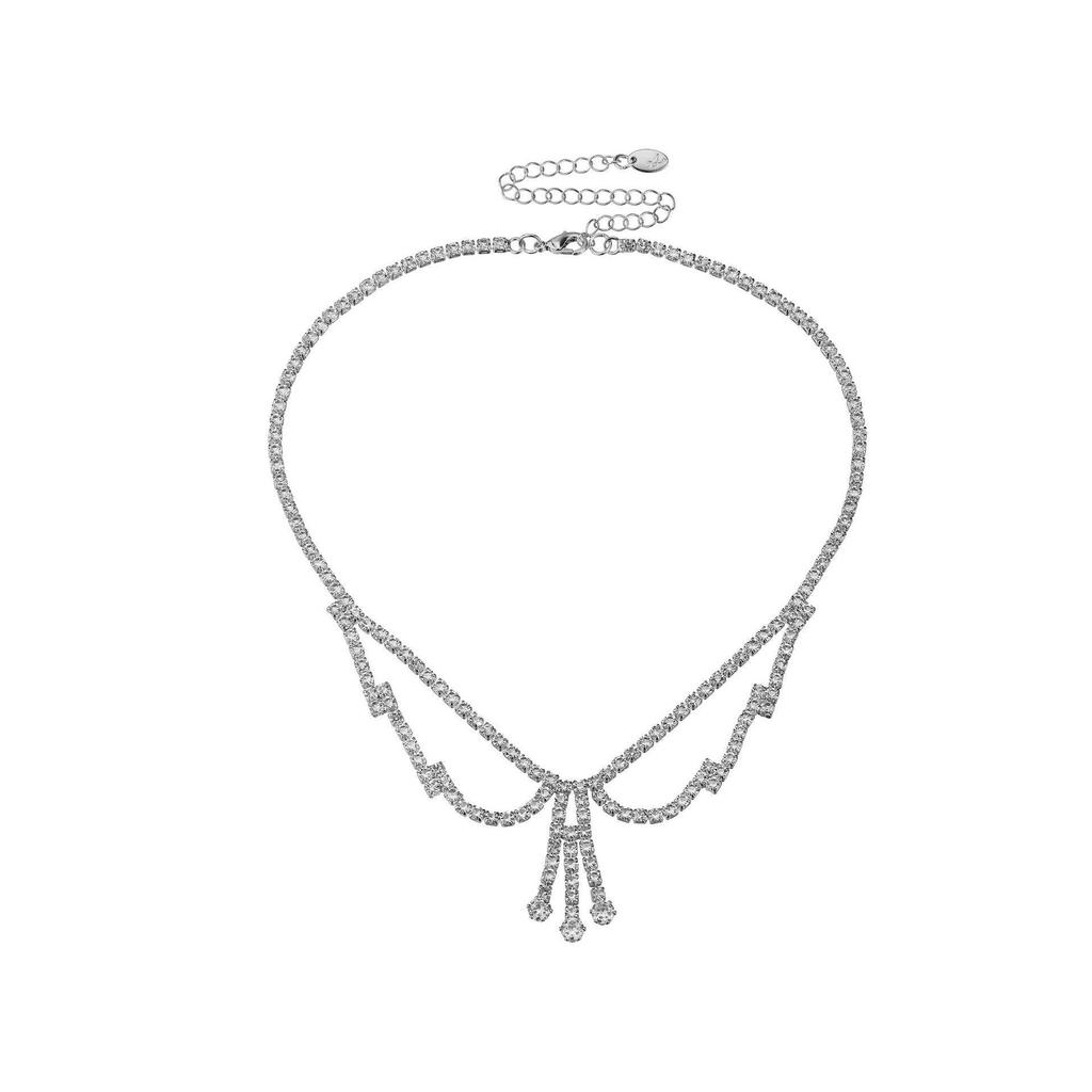 Elegant 2024 Women's Necklace, Bracelet, and Earring Set – Luxurious Shiny Diamond Collarbone Chain