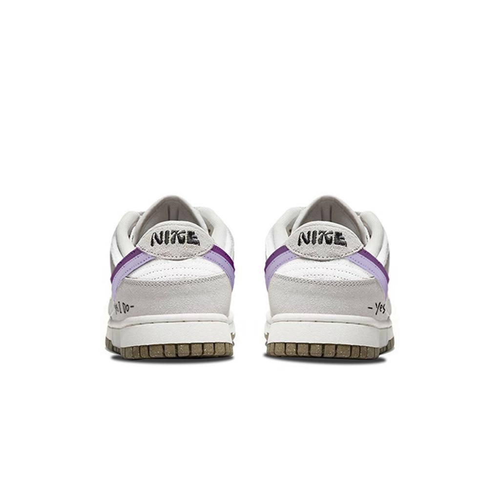 Nike Dunk Sheepskin Coverage Slip Resistant Low top Skateboard Shoes Unisex White Gray Purple DO9457-100(TeamY-)