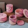 4PCS DIY Gypsum Cement Gypsum Candle Cup Smooth Surface with Cover Flower Face Cover Mirror Silicone Mold Creative Ornament