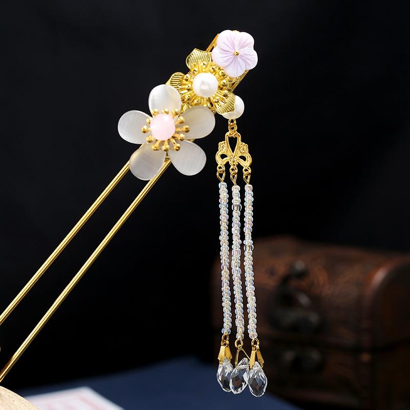 Antique Cloisonne Hairpin Hairpin Hairpin Ancient Clothing Hair Accessories Burnt Blue Phoenix Hairpin Retro Fringed Step Shake Hanfu Accessories