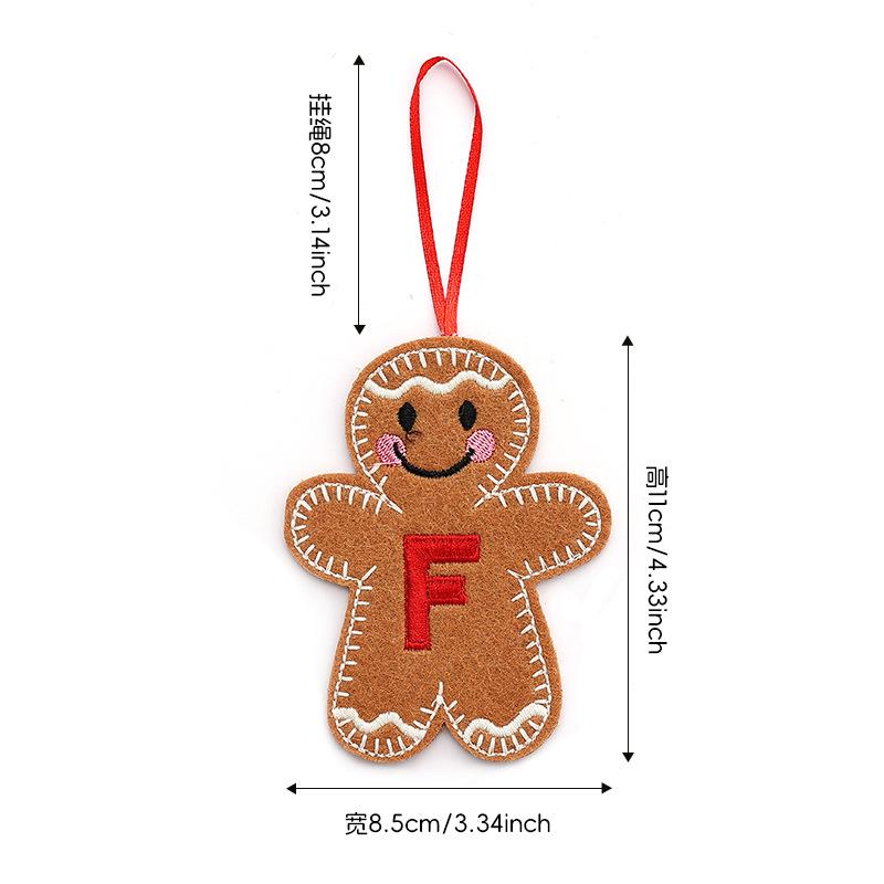 Gingerbread Man Ornaments for Christmas Tree Hanging Decor with Alphabet Letters Festive Holiday Home Decorations Gift