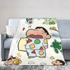 Cartoon Crayon Shin chan Knitted Blanket Fleece  Soft Throw Blankets for Outdoor Travel Bed Rug