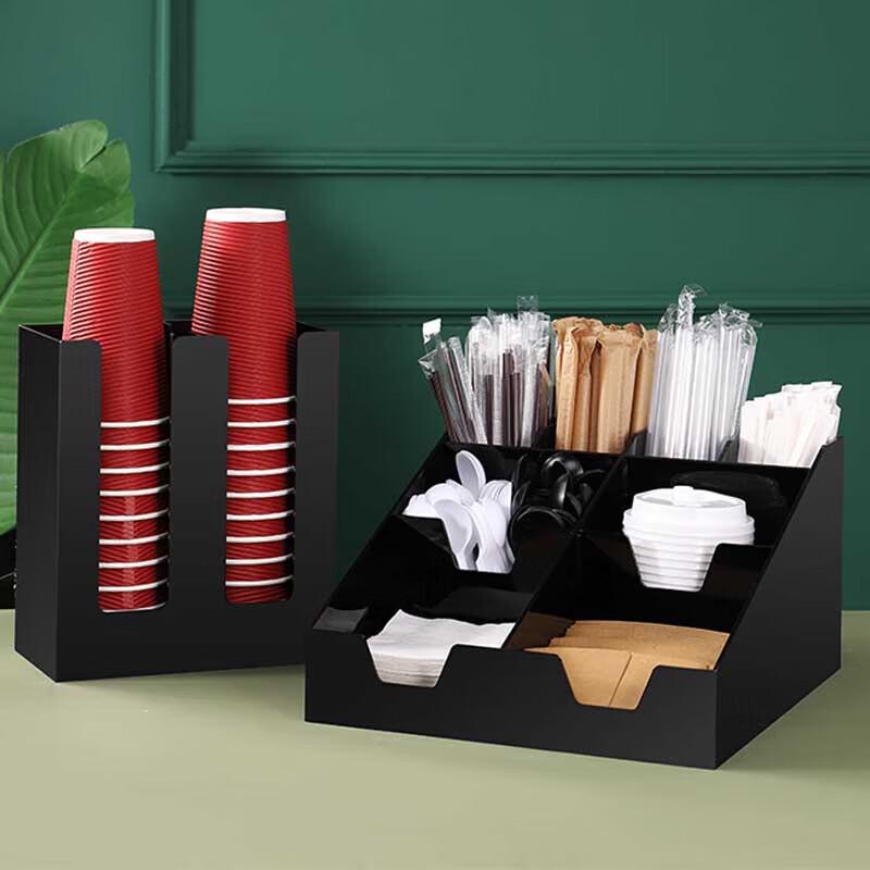 Wooden Cafe Cup and Straw Organizer