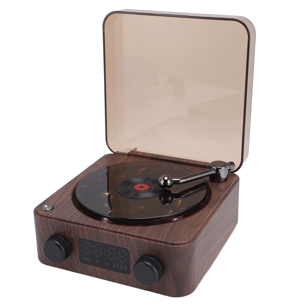 Stereo-Lautsprecher mit Wasserwellenlicht und Zeitanzeige Retro Plattenspieler BT-Lautsprecher für Schlafzimmer