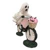Ghostly Riding On Bicycles with Pumpkin Figurine Sculpture Indoor and Outdoor Resins Ornament Halloween Party Decoration