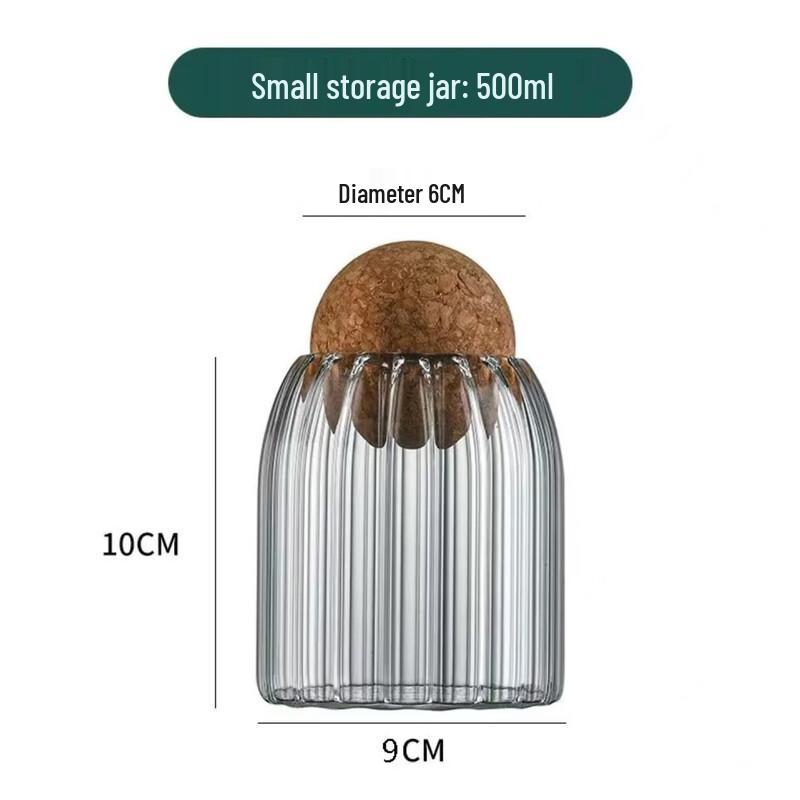 ZISIZ Transparent Glass Storage Jars with Cork Stopper, 500ml Set of 2