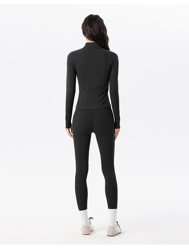 Fleece-Lined Women's Long Sleeve Yoga Jacket with Pockets - Slimming, Warm, and Ideal for Running
