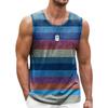 Retro Striped Graphic Tank Tops For Men Fashion Casual Summer Sleeveless 3D Printed Vest Loose Crew Neck Quick Dry Sports Tees