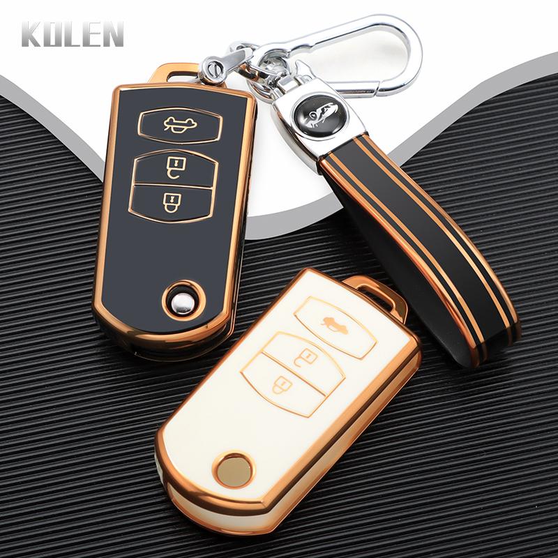 Fashion Tpu Flip Car Key Case Shell Cover Fob For Mazda 3 5 6 Series M6 Rx8 Mx5 2 3 Buttons Smart Keyless Protector Accessories