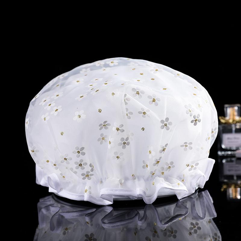 Cuffia da doccia impermeabile per bagno Cuffia per capelli elastica per cappello da bagno addensata per donna Bellezza Parrucchiere Dot Prodotti Accessori per il bagno
