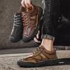 Fashion Men's Leather Casual Sneakers Handmade Breathable Shoes Soft Low-top Working Shoes