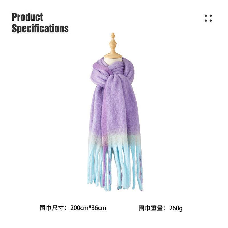 11 New Autumn and Winter Warm Scarf Female Mohair Lengthened and Thickened Scarf Atmosphere High-end Shawl Wholesale