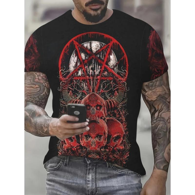 Trendy and Fashionable 3D Printed T-shirt Round Neck Short Sleeved Top Skull Series Men's T-shirts