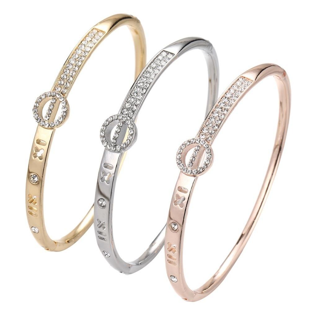 Alloy Bracelets Woman Bangle Zircon for Woman Golden Love Crystal Wedding Feminina Luxury Jewellery Gifts