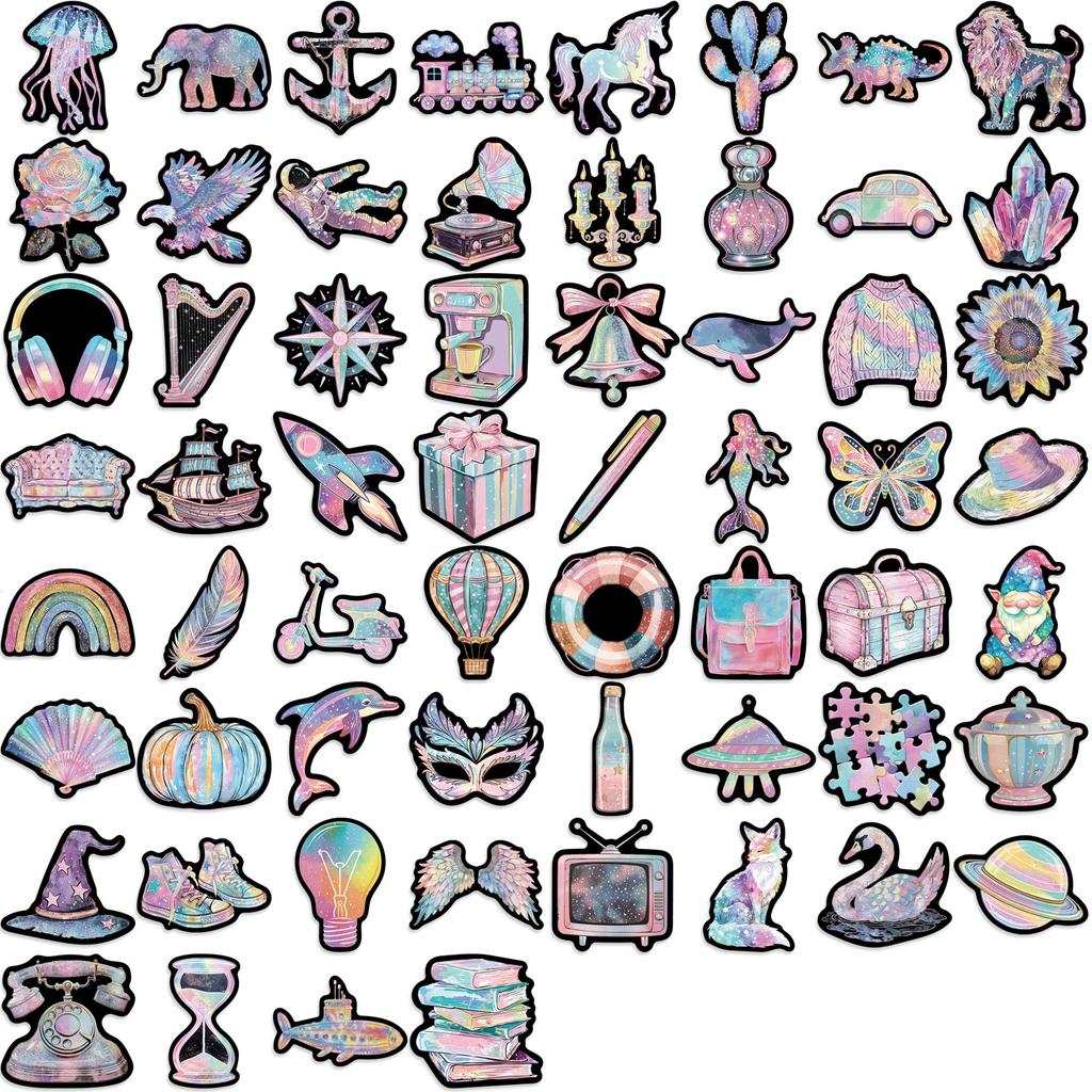 50 Black Purple Fantasy Girl Graffiti Stickers Decorate Guitar Notebook Suitcase DIY Waterproof
