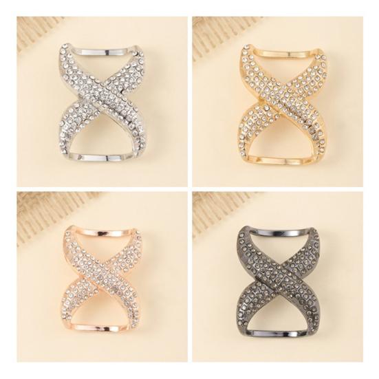 Scarf Rings for Women X Shaped Scarf Buckle Rhinestone Shawl Slide Pin Clip