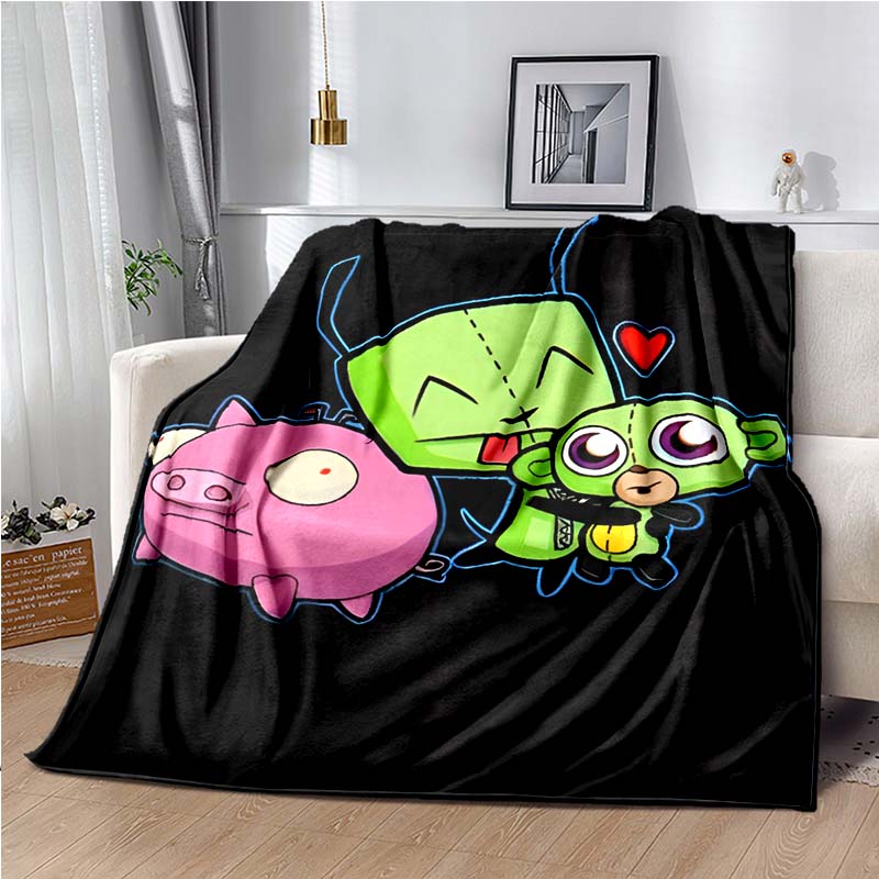Invader ZIM Gir Kreslená deka Útulná měkká deka Deka na gauč Odolný dekor Pro děti Ženy Muži Cestovní deka Měkká přehoz na postel