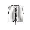 MD Spring and Summer Women's Clothing Intellectual Elegant Ol Commute Style Black and White Vertical Stripes Knitting Vest 5758676