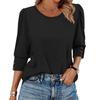 Women's Fashion Casual Solid Color Round Neck Seven-quarter Sleeve T-shirt Top