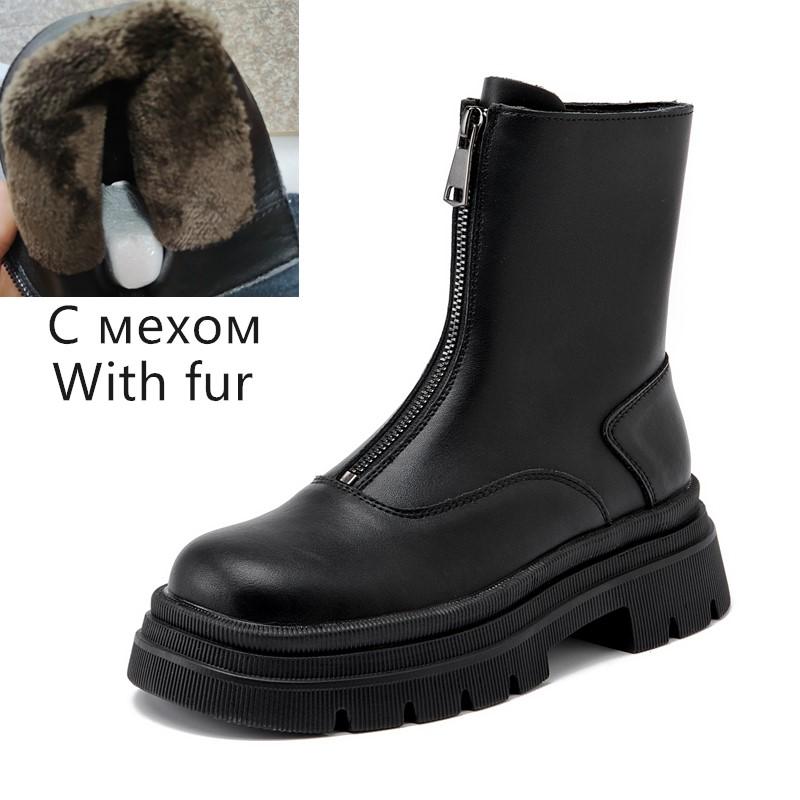 Fashion AIYUQI Women Chelsea Boots Genuine Leather 2025 New Warm Winter Boots Women Non Slip British Style Front Zipper Women Booties