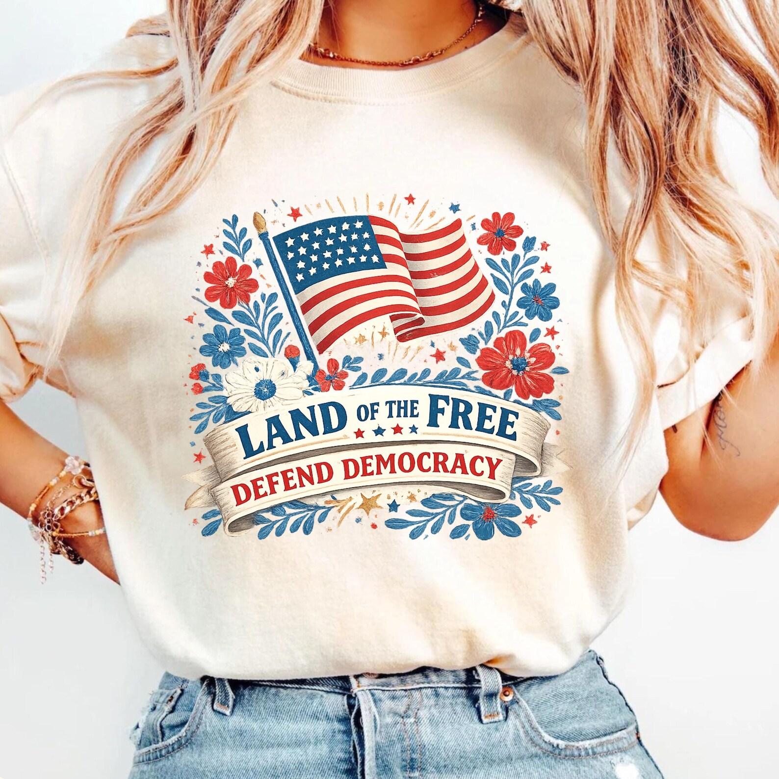 Subtle FDT Shirt, Subtle Anti Trump Shirt, Comfort colors®, USA 250 Shirt, Floral Flag, 4th of July Shirt, Resistance Shirt, Patriotic Shirt S