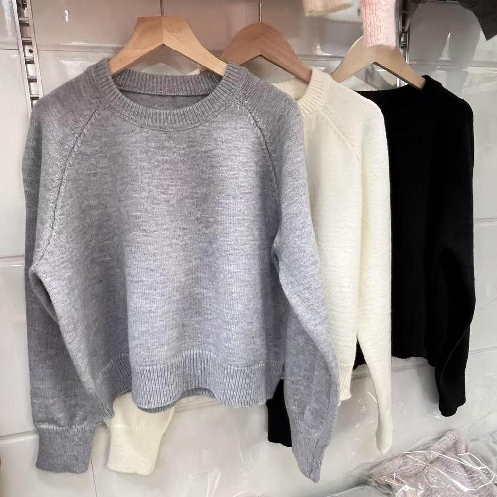 Korean Style Autumn/Winter 2025 Slimming Round Neck Pullover Sweater for Women