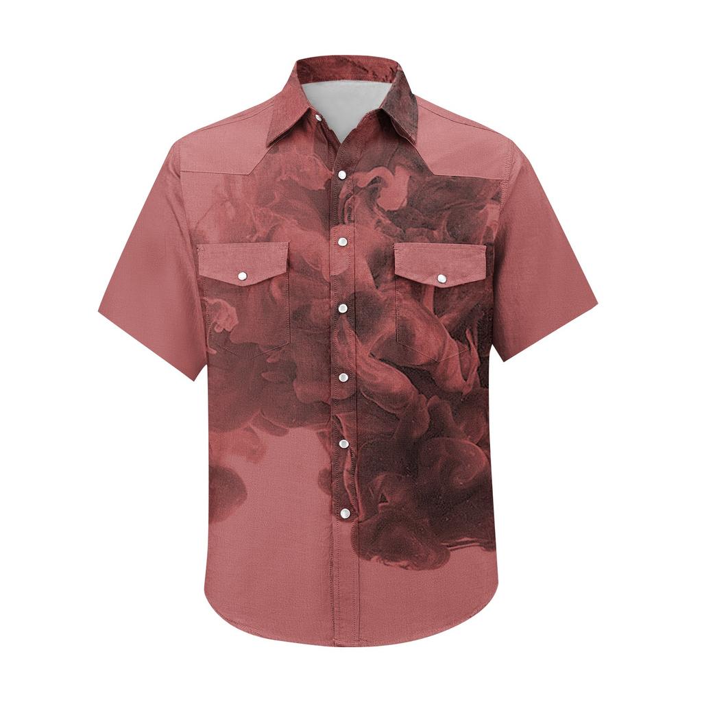 Men'S Fashionable Lapel And Shoulder Length Short Sleeved Casual Top