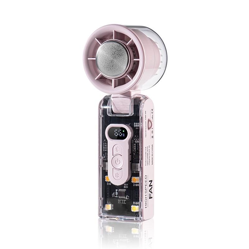 

4-in-1 Portable Transparent Cooling Fan Small Handheld Electric Fan Foldable High Speed Refrigeration Fan розовый