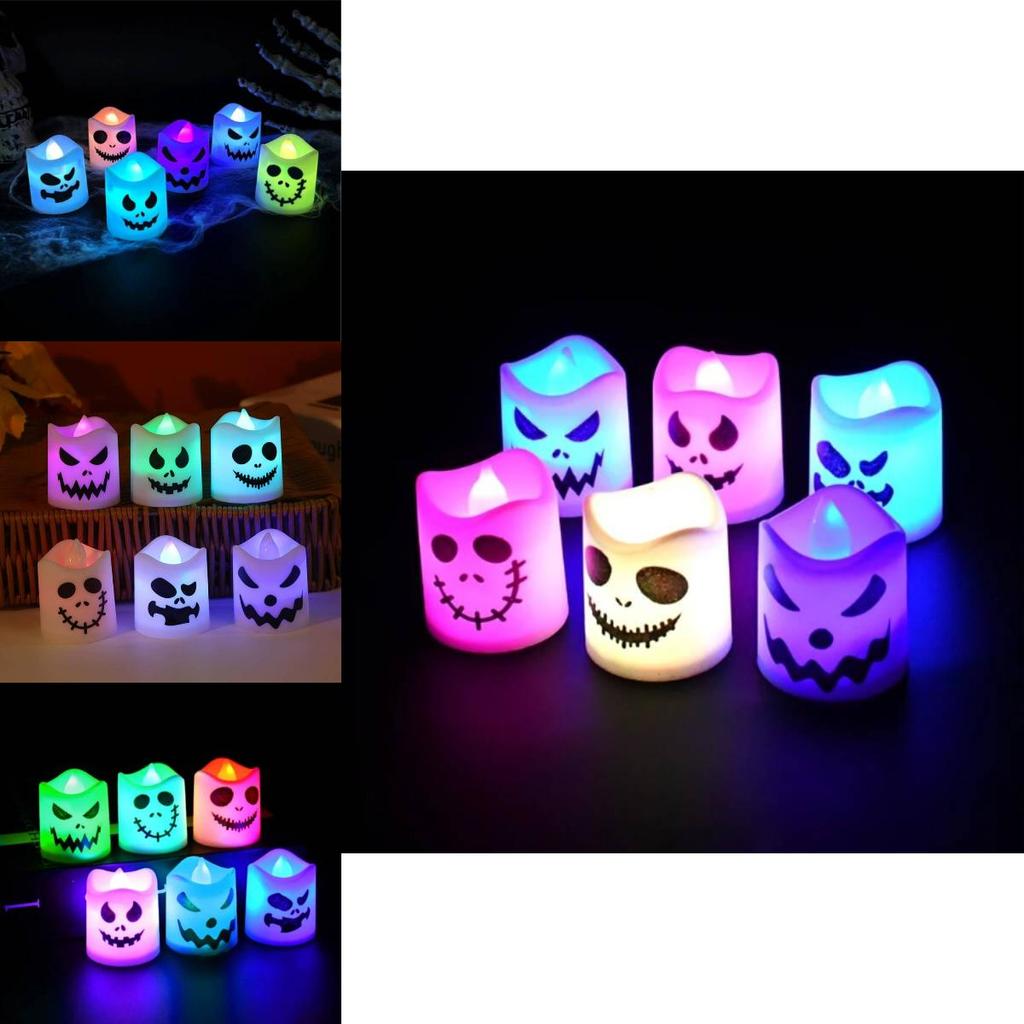 Ghost Halloween Led Candle Lamp With Multicolor Lighting For Spooky Events