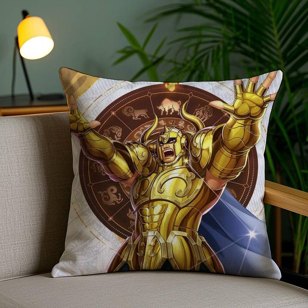 Animation 12 Gold S-Saint S-Seiya Pillow Case Home Dorm Chair Back Short Plush Double-sided Printing Office Cushion Cover