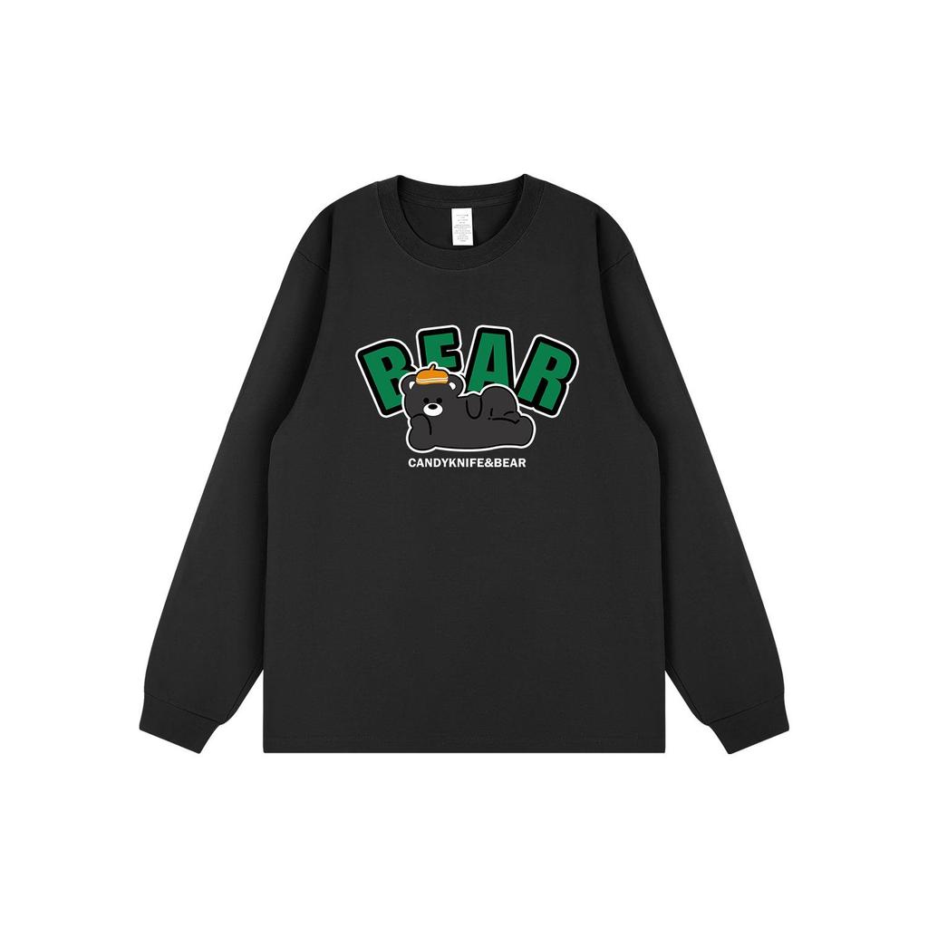 Korean Style Cartoon Print Long Sleeve T-Shirt - Cute & Trendy for Couples, Versatile for Autumn/Winter with Cuffed Sleeves