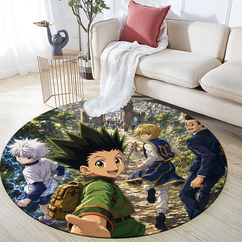 Hunter × Hunter,Round Area Rug,Carpet Rug for Living Room Bedroom Sofa Playroom Decor,Non-slip Floor Mat