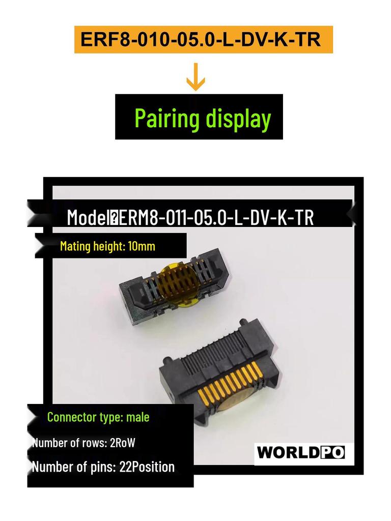 ERF8 0.8mm 22-Pin Female Connector, 2 Rows, 10mm Mating Height