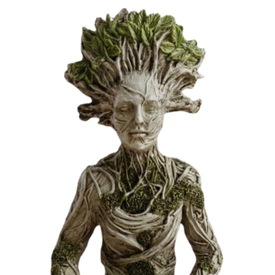 Tree Woman Figurine Resin Meditating Yoga Zen Pose Statue Tree of Life Mystical Creature Decorative Ornament for Home Living Room Bedroom Office
